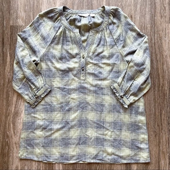 Caffe Marrakesh Jasper Plaid Popover Blouse - Picture 2 of 12